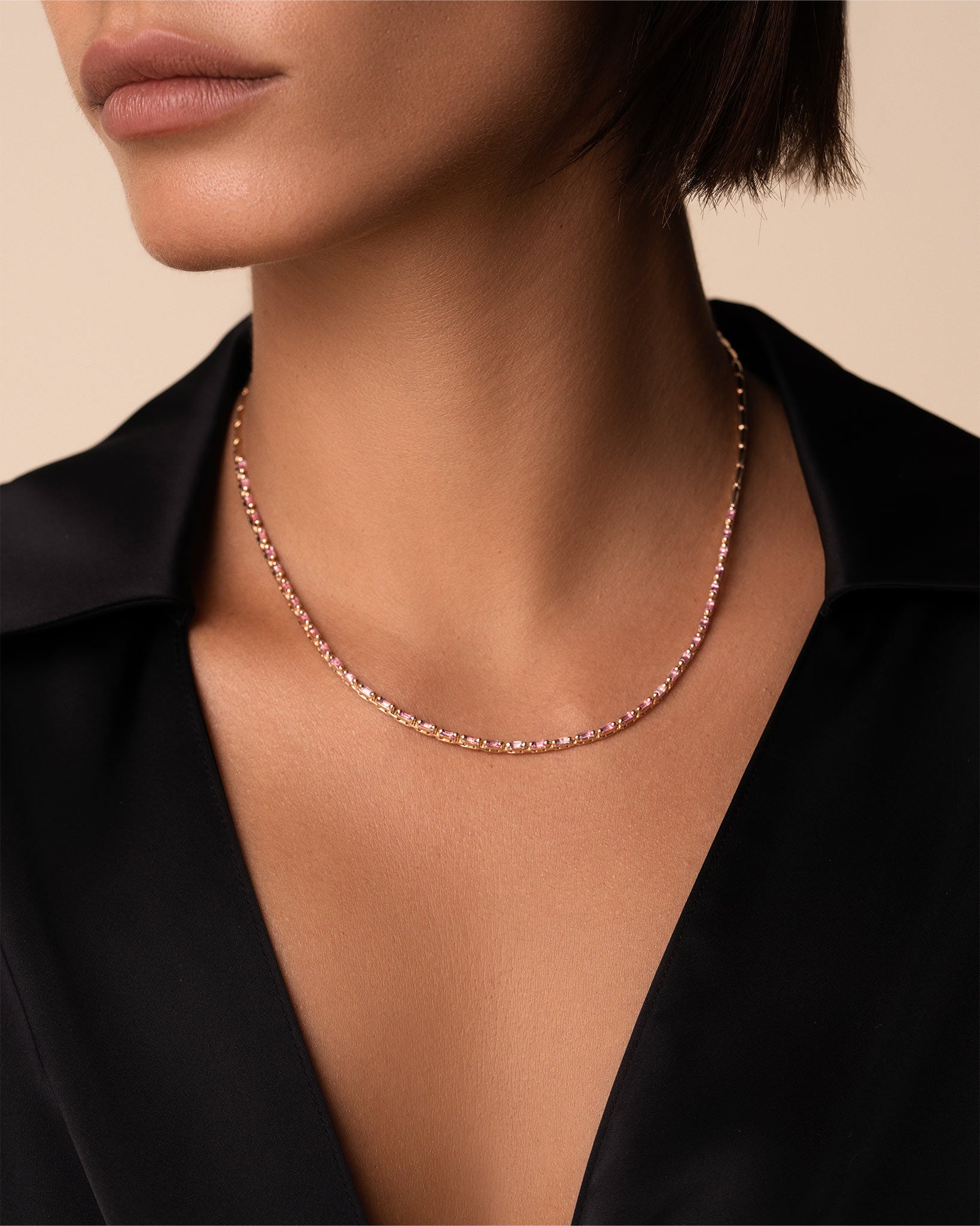 Elegant Single Layer Diamond Necklace Set | Oval Motif in 14kt Rose Gold –  Diamondtree Jewels